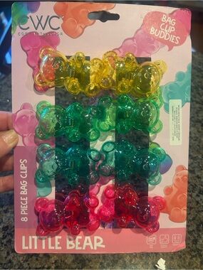 EWC Little Translucent Gummy Bear Bag Clip Set - 8 Pack(magnetic back).